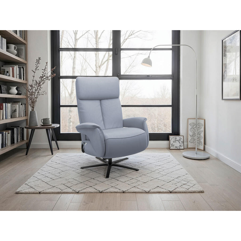Sit & More RELAXAČNÉ KRESLO, koža, sivomodrá