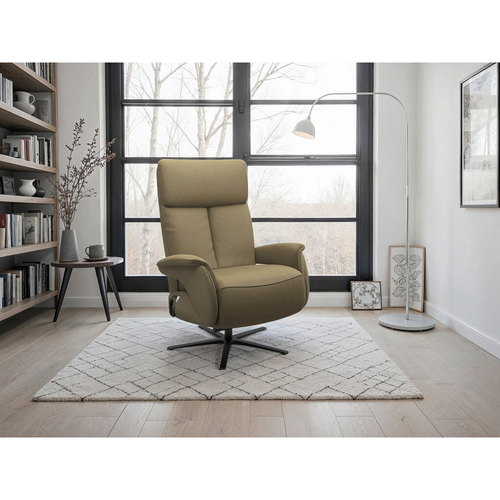 Sit & More RELAXAČNÉ KRESLO, koža, olivovozelená