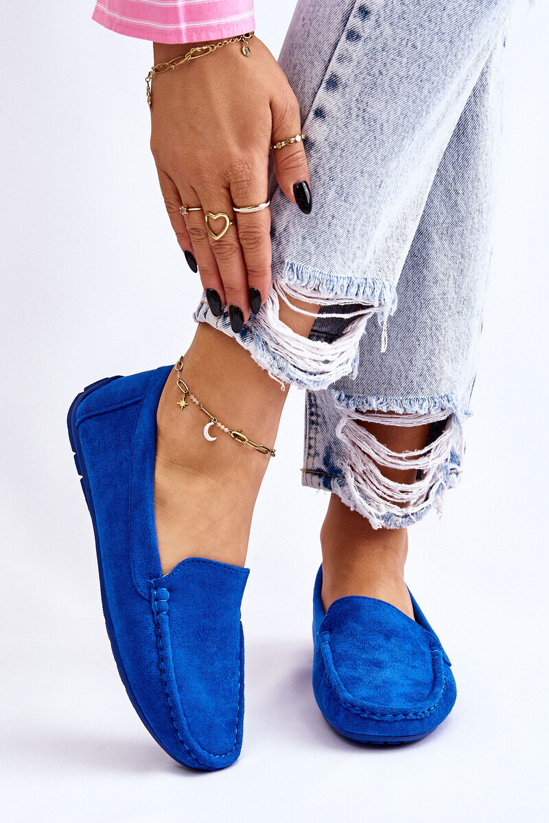 Zamszowe Mokasyny Damskie Niebieskie Morreno 40