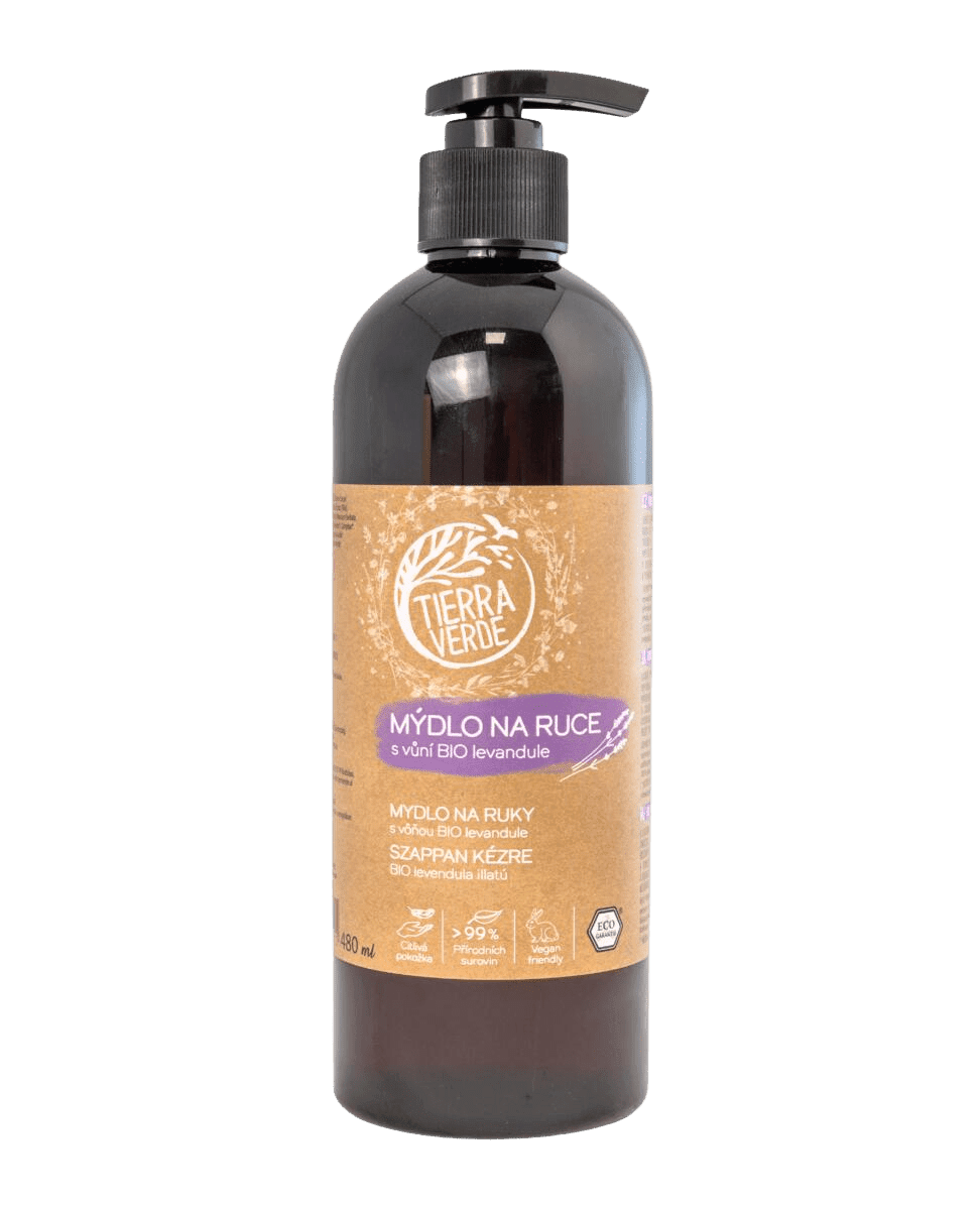 TIERRA VERDE Tekuté mydlo na ruky s vôňou BIO levanduľe 480 ml