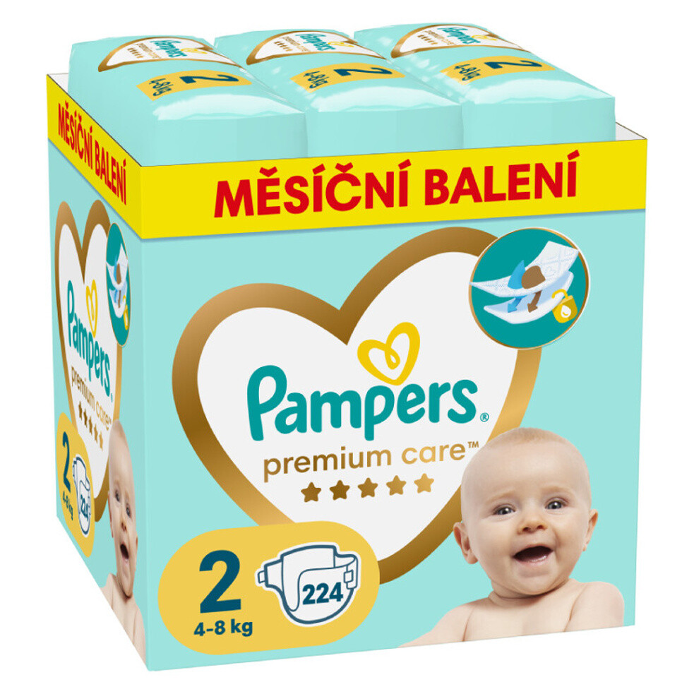 PAMPERS Premium Care monthly veľkosť 2 plienky 4-8kg 224 ks, nekompletné