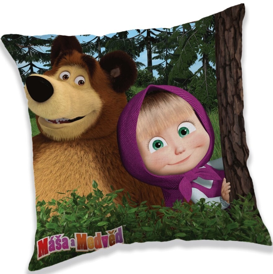 Jerry Fabrics Vankúšik Máša a medveď in forest, 40 x 40 cm