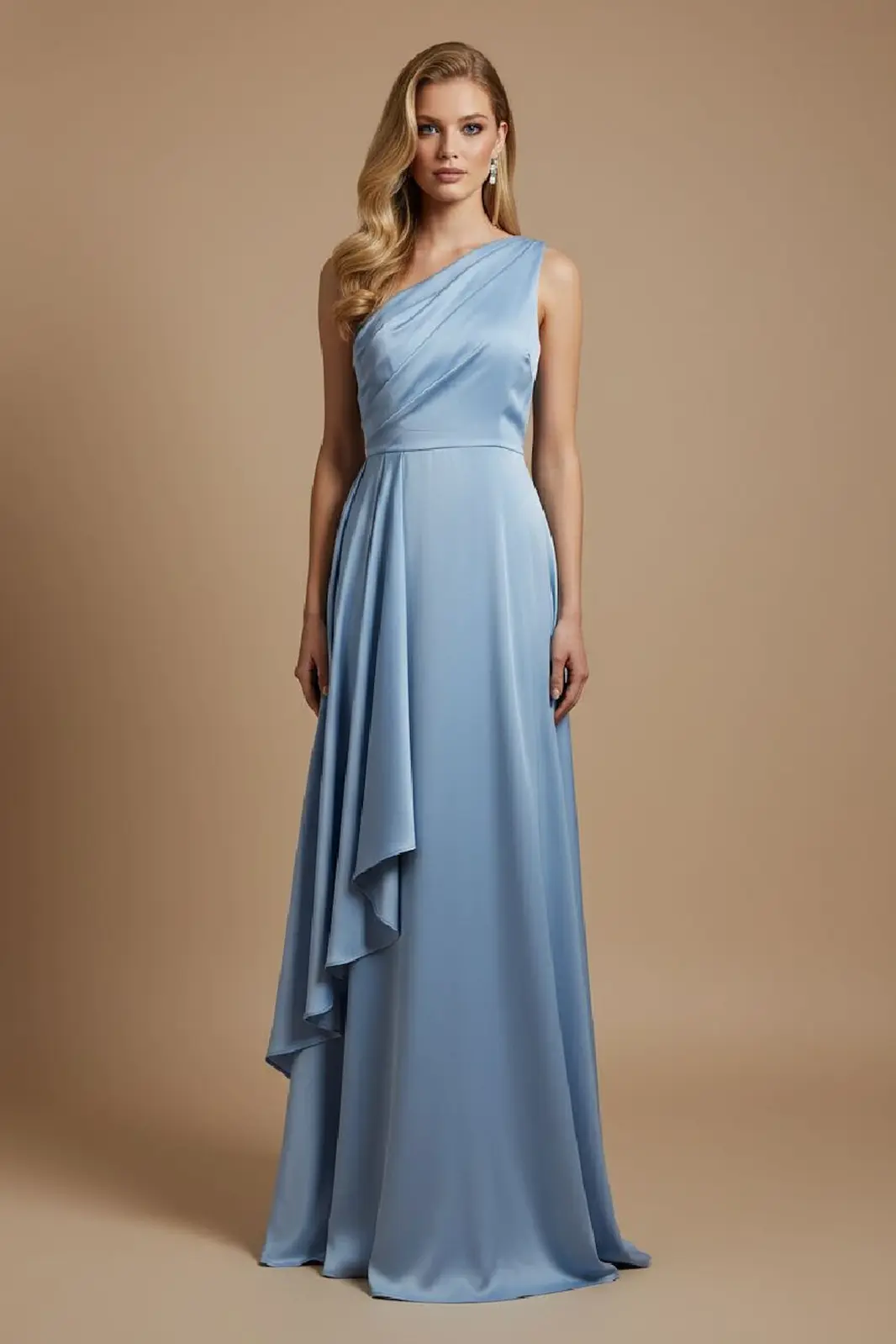 Eva & Lola Svetlomodré spoločenské saténové šaty Veľkosť: S