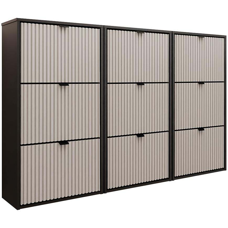 Skrinka na topánky Laro III závesná Čierna/Kašmír/Čierna