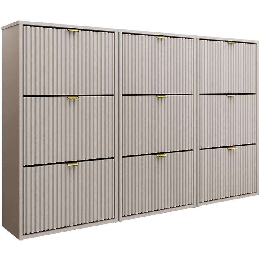 Skrinka na topánky Laro III závesná Kašmír/Kašmír/Zlatá