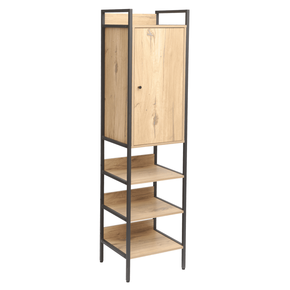 Regál so skrinkou, dub/čierna, LORVA