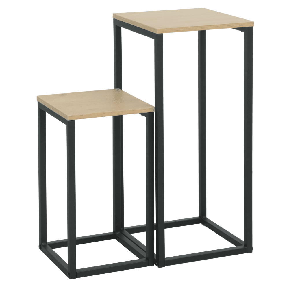 Príručné stolíky, set 2 ks, dub/čierna, TOLSOS