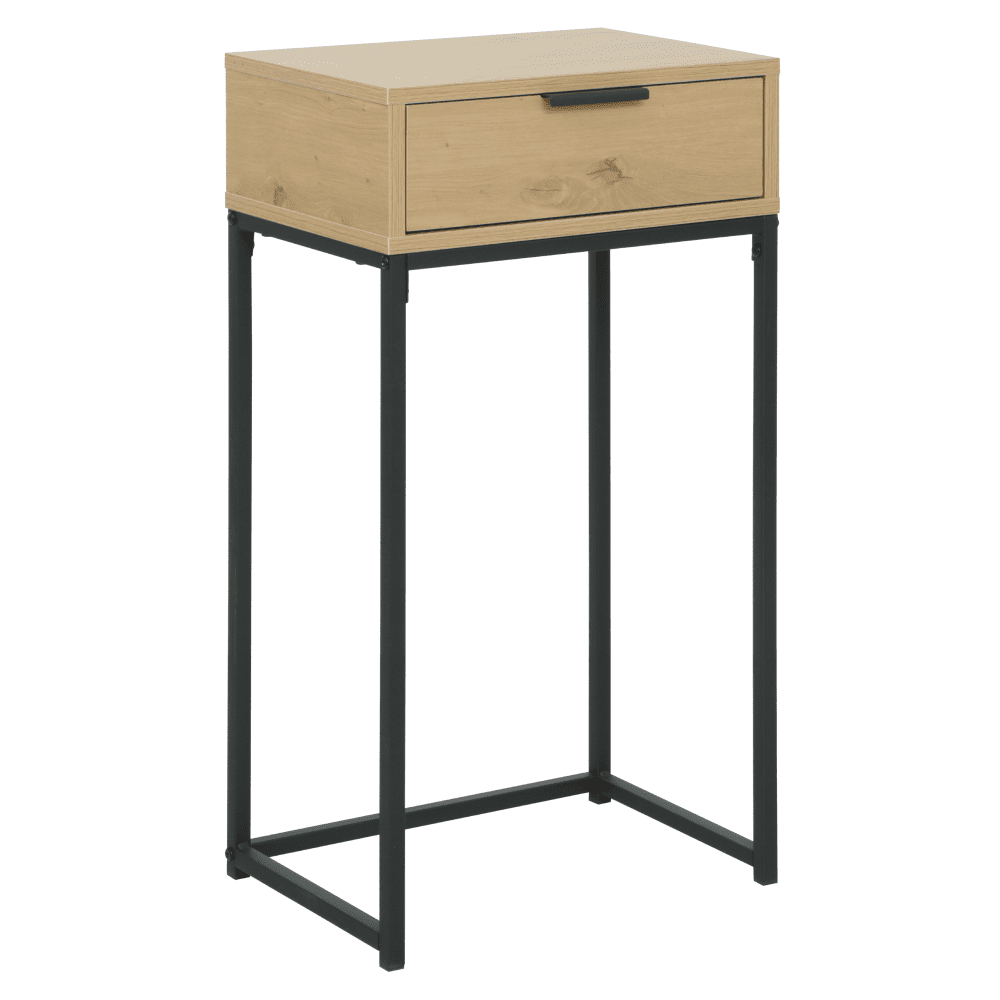 Konzolový stolík so zásuvkou, dub/čierna, LERTOS