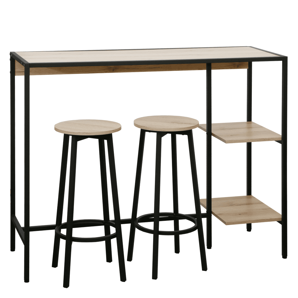 Barový set 1+2, dub/čierna, POHOS