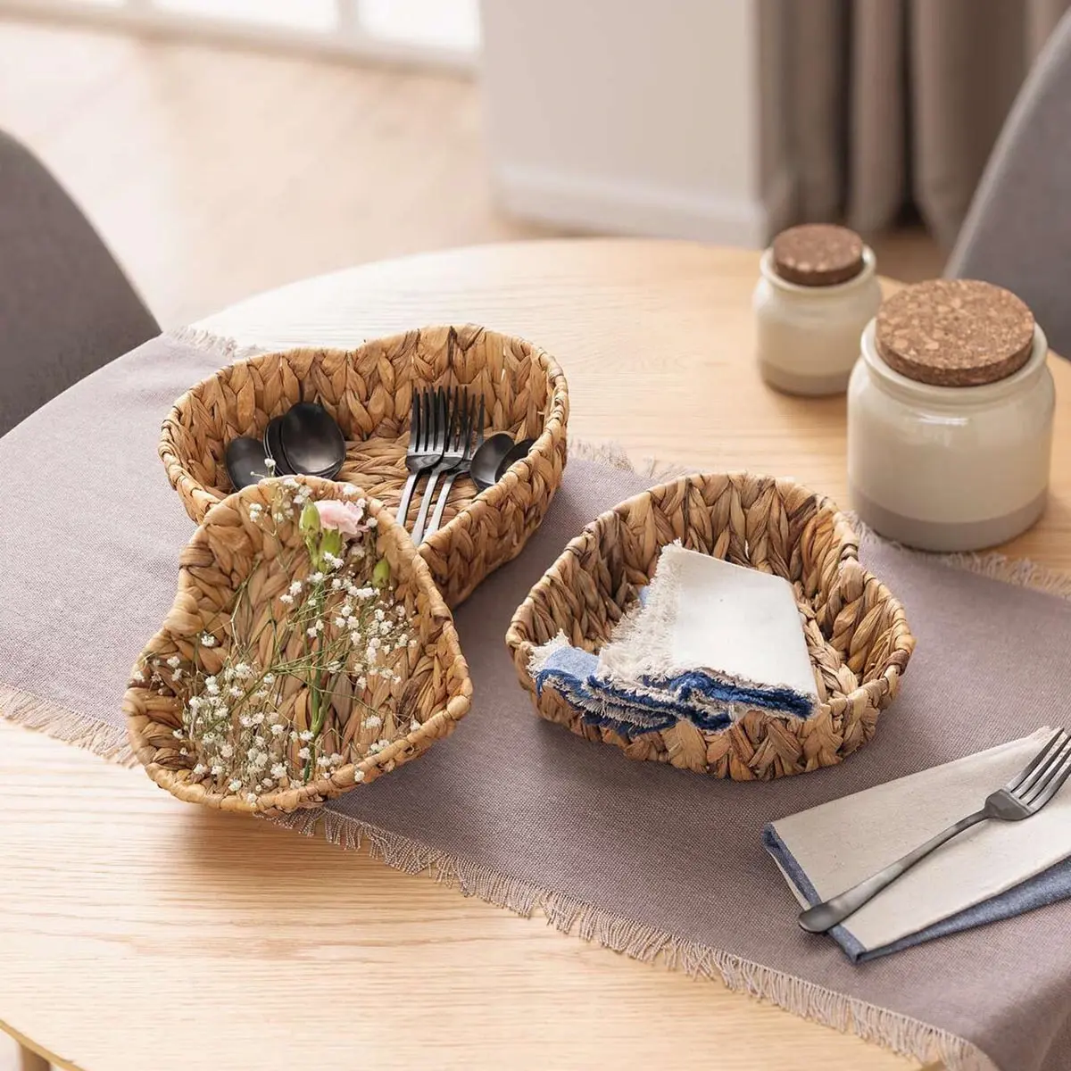 Dekoratívne košíky v tvare srdca, sada 3 ks