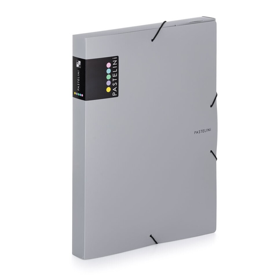 Box na spisy A4 s gumou sivý Pastelini
