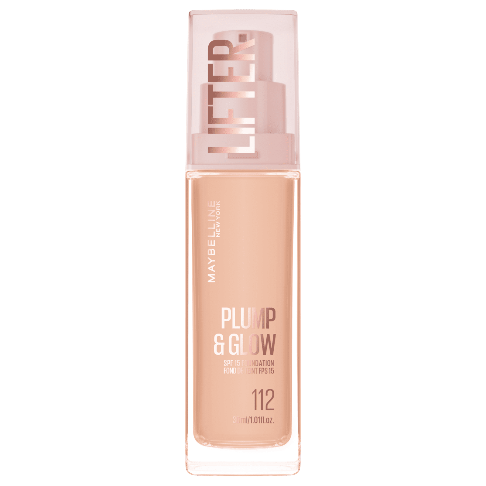 MAYBELLINE NEW YORK Lifter Foundation 112, rozjasňujúci make-up Plump & Glow 30 ml