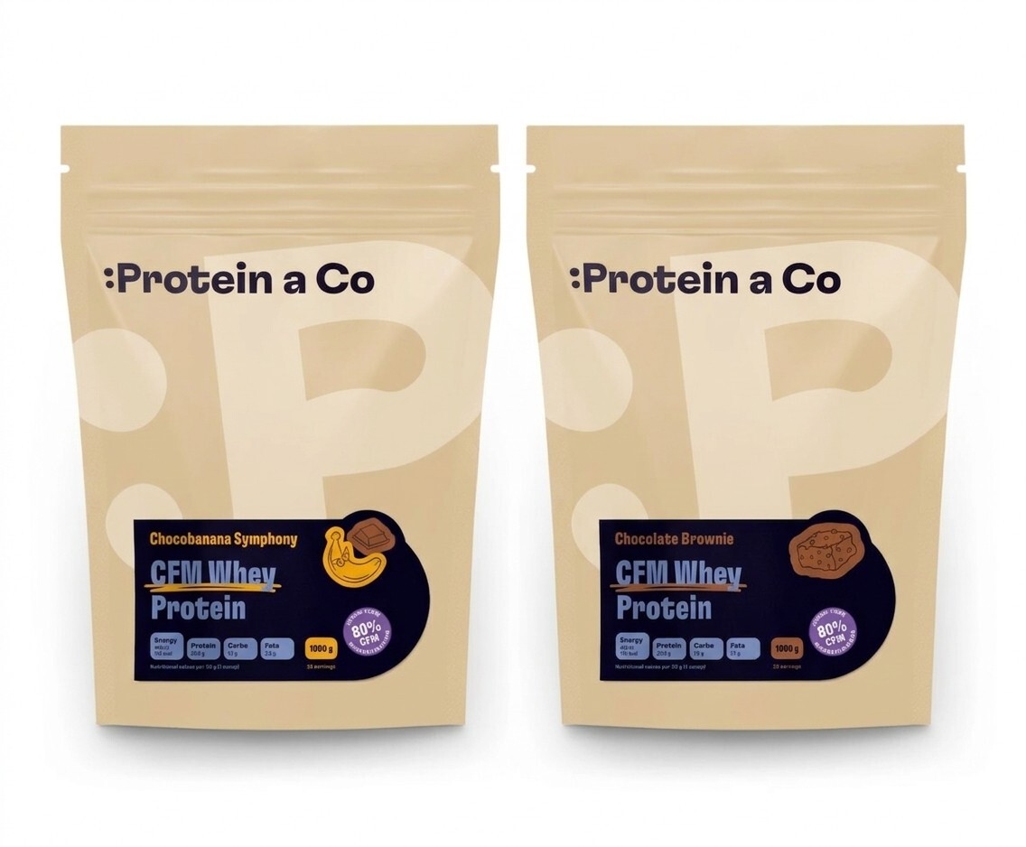 Protein a Co CFM Whey Protein 80 - Chocobanana Symphony a Chocolate Brownie 1 + 1 kg