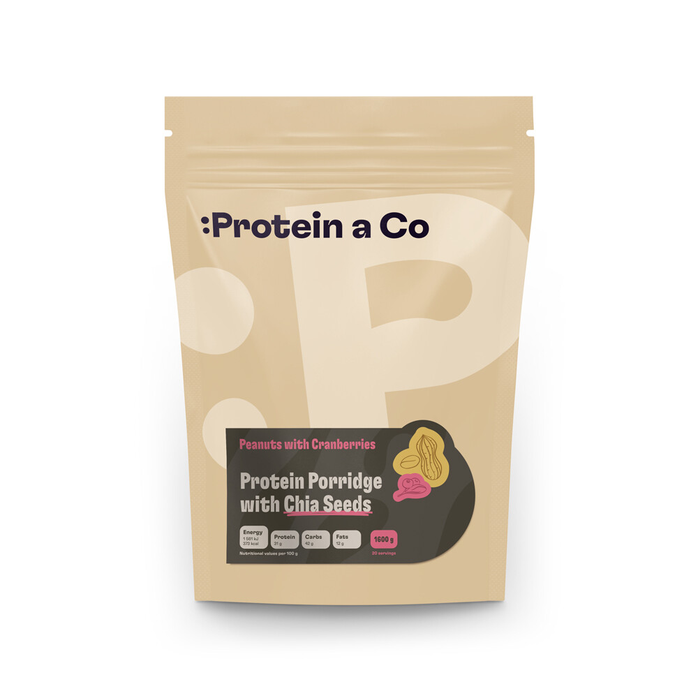 Protein a Co Proteínová kaša s chia - Arašidy s brusnicami 1 600 g
