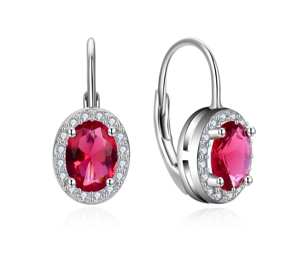 MOISS Elegantné strieborné náušnice s červenými zirkónmi E0000953