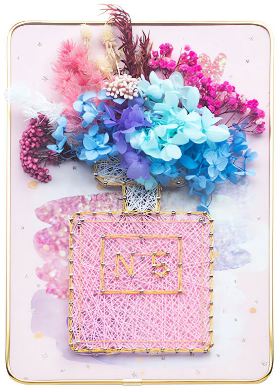 RealG RC-K-1140 Kreativní sada na String Art - LED obraz v rámu 21 × 30 cm, váza s květinami