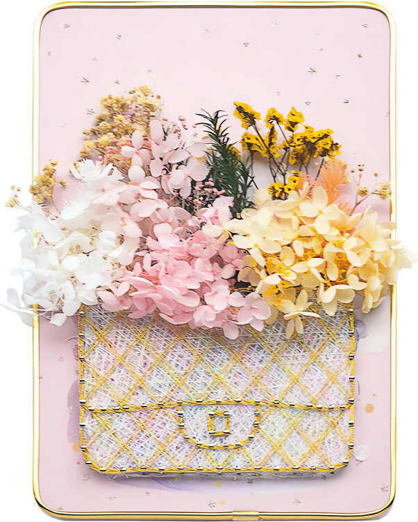 RealG RC-K-1141 Kreativní sada na String Art - LED obraz v rámu 21 × 30 cm, kabelka s květinami