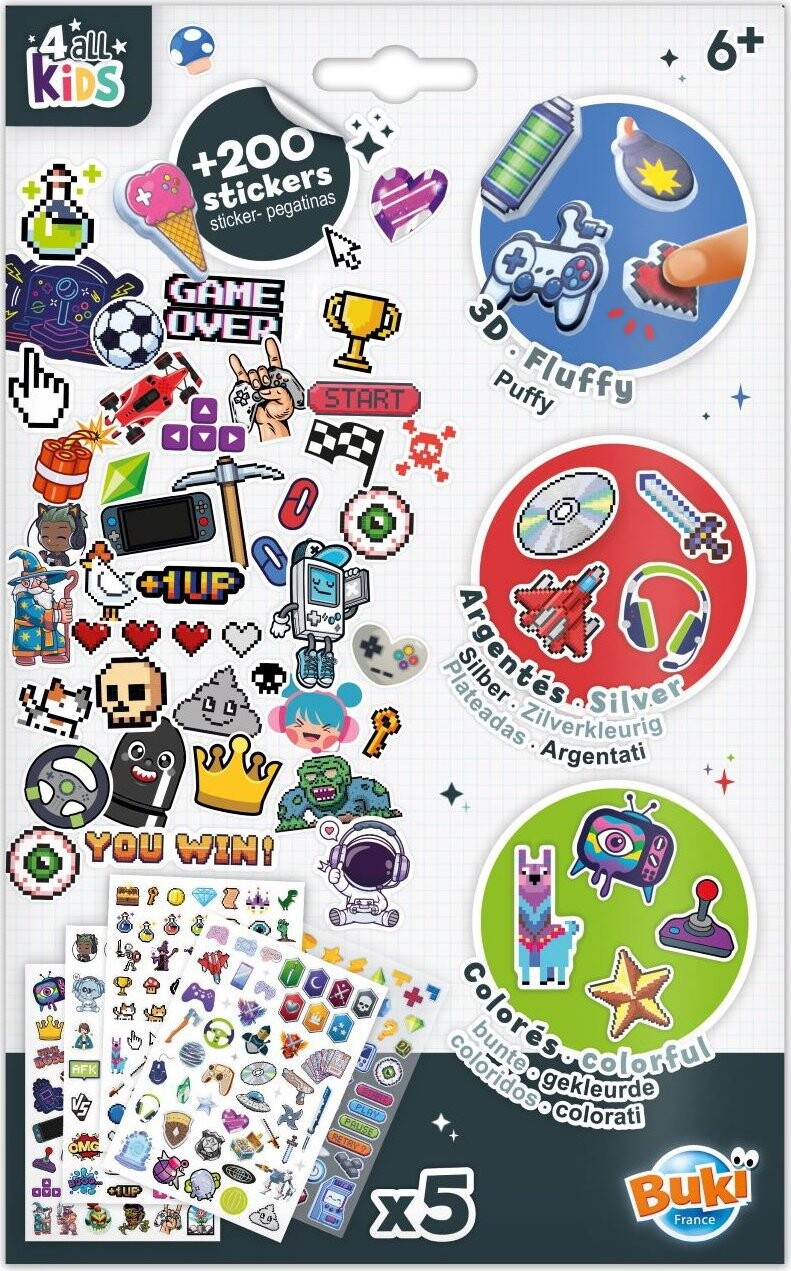 BUKI France Sada 200+ samolepek Gaming