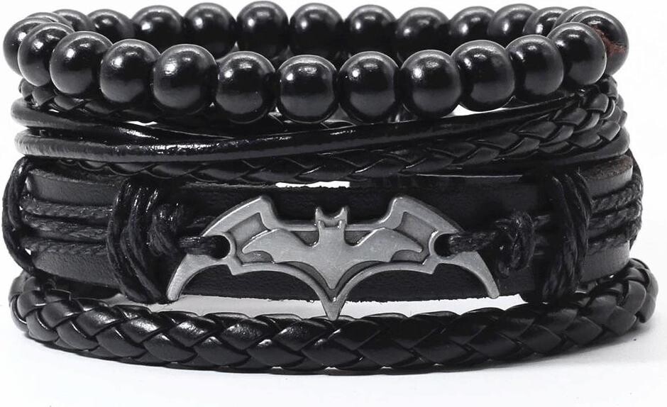 Predator Q1 Kožený náramok Batman – sada 4 ks – Q07