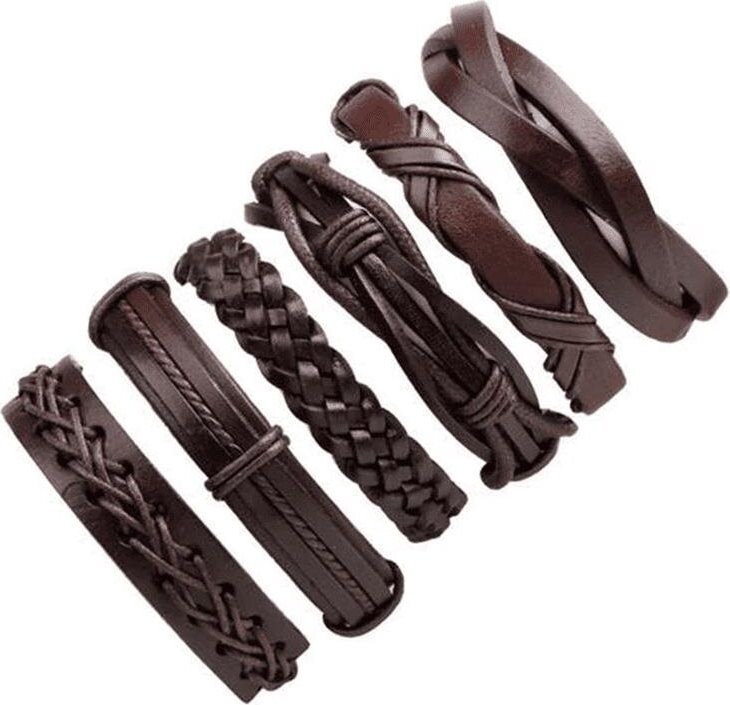 Kožený náramok – sada 6 ks – H2354