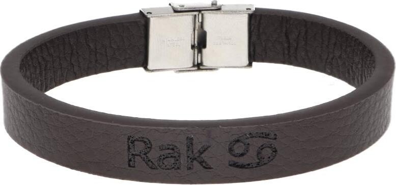 Ewena Kožený náramok hnedý so znamením Rak