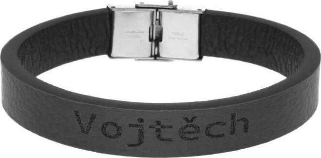 Ewena Kožený náramok čierny s menom Vojtěch