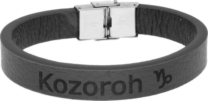 Ewena Kožený náramok čierny so znamením Kozorožec
