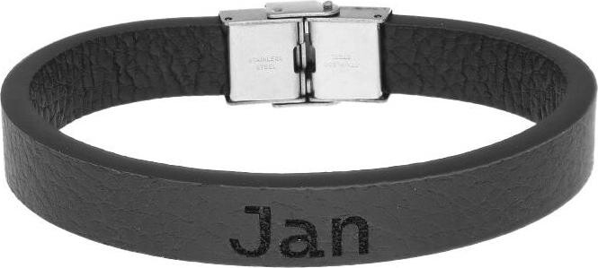 Ewena Kožený náramok čierny s menom Jan