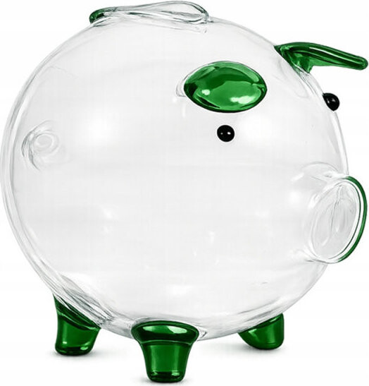 Verk 27693 Skleněná pokladnička prasátko se zelenými detaily