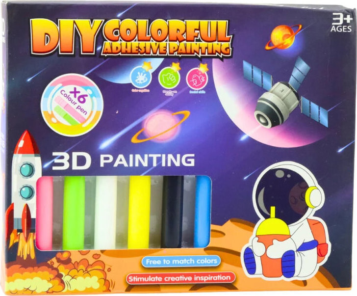 LEAN Toys 27735 Sada na malování 3D Kosmos - 6 barev + 12 přívěšků