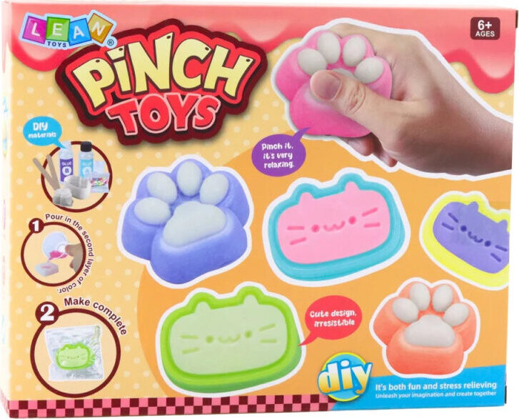 LEAN Toys 28693 Kreativní DIY sada na výrobu squishy - Kočičí tlapka, 44 dílů