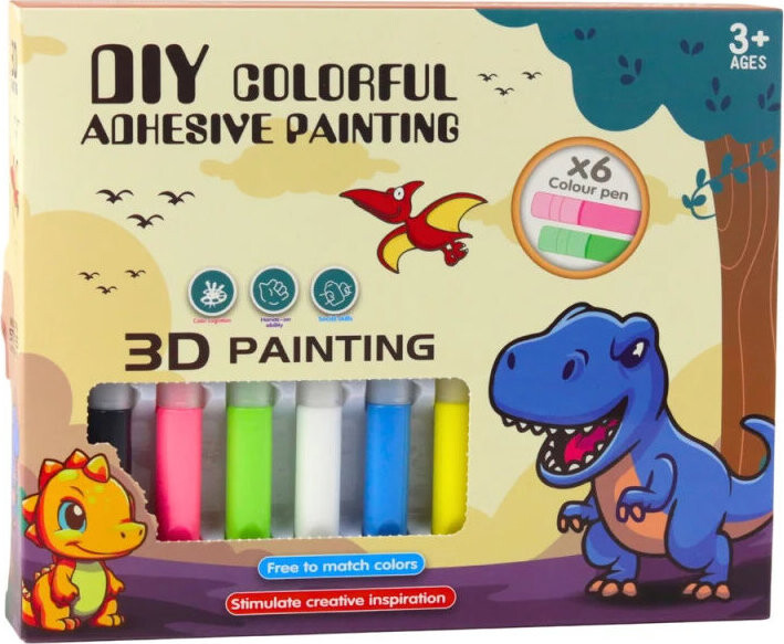 LEAN Toys 27734 Kreativní DIY 3D vitráže, přívěsky Dinosauři, 6 gelových fixů