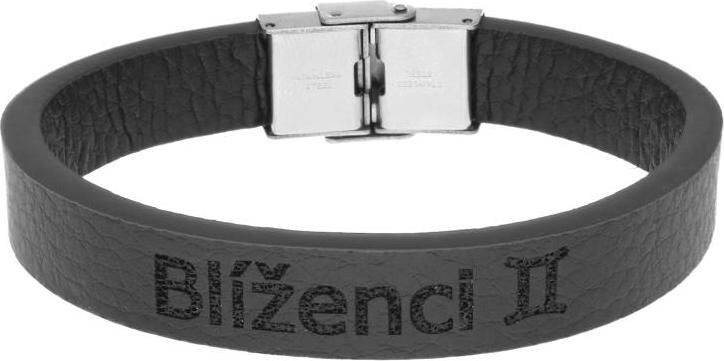 Ewena Kožený náramok čierny so znamením Blíženci