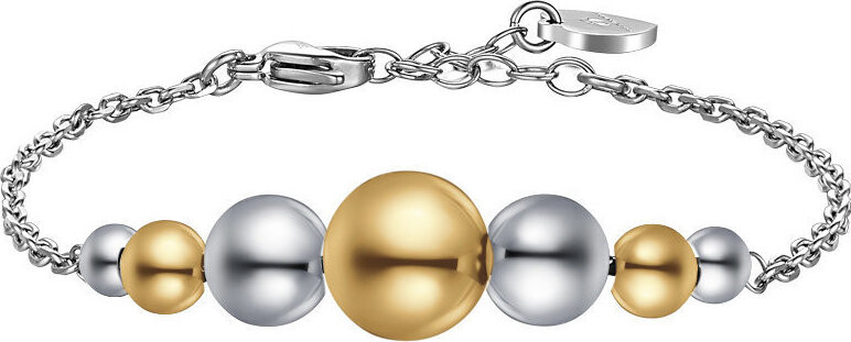 LUCA BARRA Oceľový náramok s guľôčkami z IP zlata