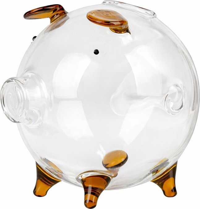 Verk 27693 Skleněná pokladnička prasátko s hnědými detaily