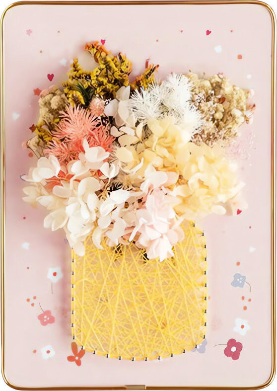 RealG RC-K-1148 Kreativní sada na String Art - LED obraz v rámu 21 × 30 cm, květy ve váze