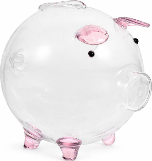 Verk 27693 Skleněná pokladnička prasátko s růžovými detaily