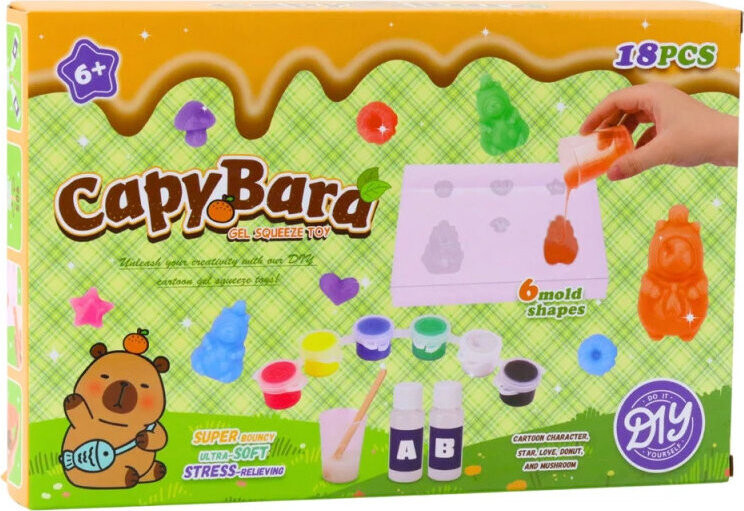 LEAN Toys 27750 Kreativní DIY Sada na výrobu gelových zvířátek Kapybara, 18 dílků