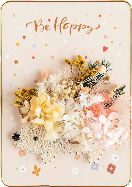 RealG RC-K-1149 Kreativní sada na String Art - LED obraz v rámu 21 × 30 cm, ježek v květech