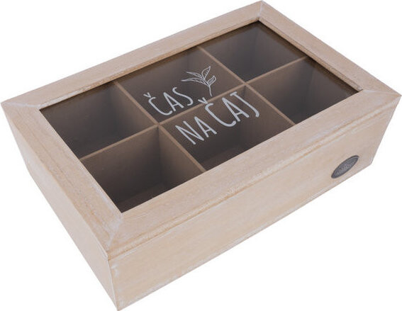 ORION Kazeta na čajové sáčky natural dřevo/sklo