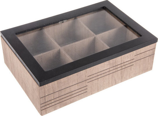 ORION LINE Kazeta na čajové sáčky 24 × 16,5 × 7,5 cm dřevo/sklo