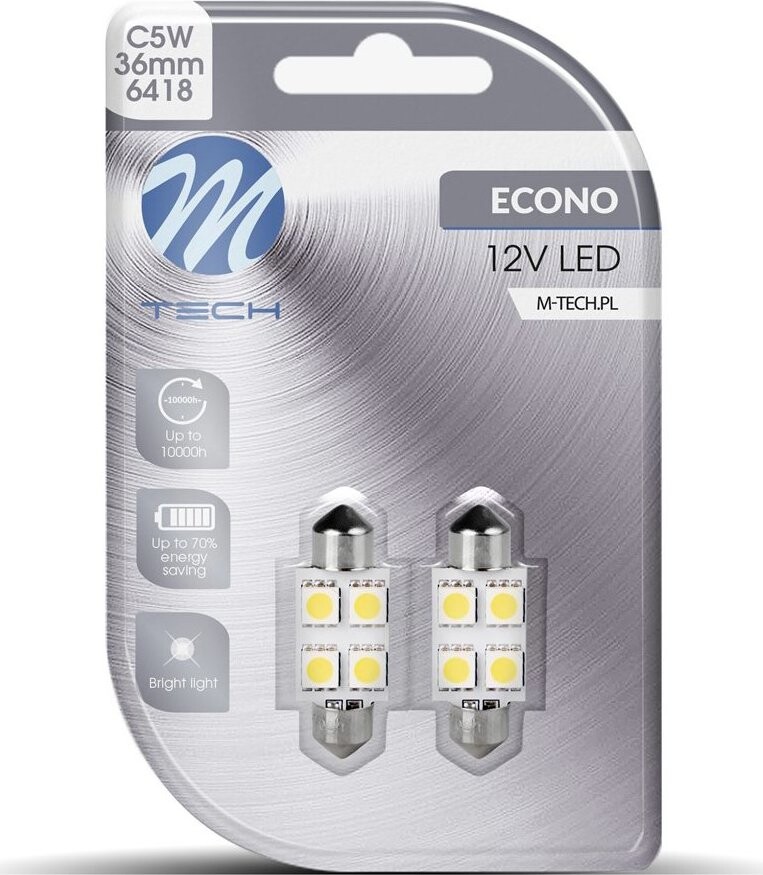 M-Tech C5W 36 mm 4 LED biele 2 ks