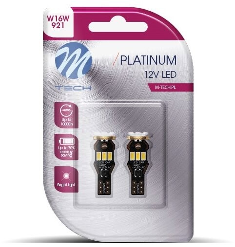 M-Tech CANBUS W16W W2.1x9.5d 9 LED biele 2 ks