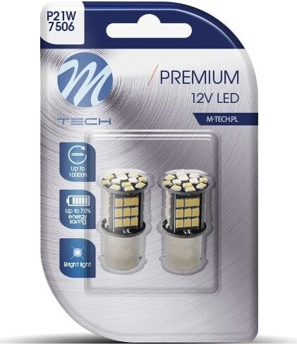 M-Tech PREMIUM P21W BA15s 48 LED biele 2 ks