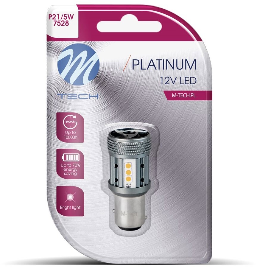 M-Tech CANBUS P21/5W BAY15d 12 LED 12 – 24 V červené 1 ks