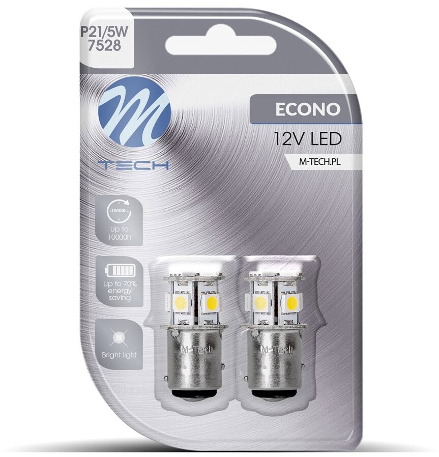 M-Tech BAY15d P21/5W 8 LED biele 2 ks