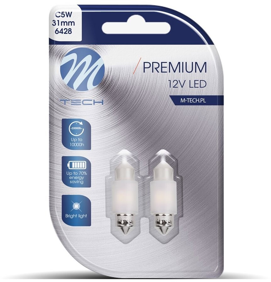 M-Tech PREMIUM C5W 31 mm 2 LED biele 2 ks