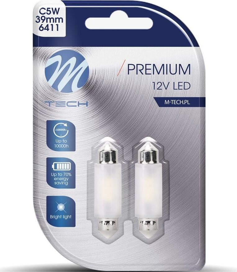 M-Tech PREMIUM C5W 39 mm 2 LED biele 2 ks