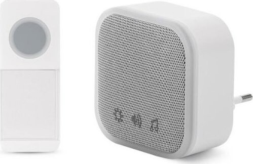 Entac Bezdrôtový zvonček do zásuvky + tlačidlo a batéria, biely