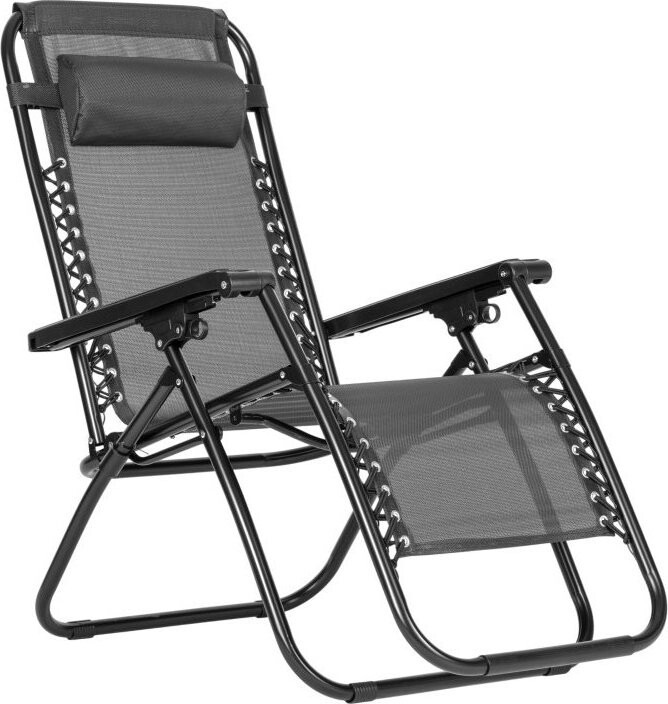 MultiGarden ZRL009 Skládací zahradní lehátko s polštářem ZERO GRAVITY, šedé